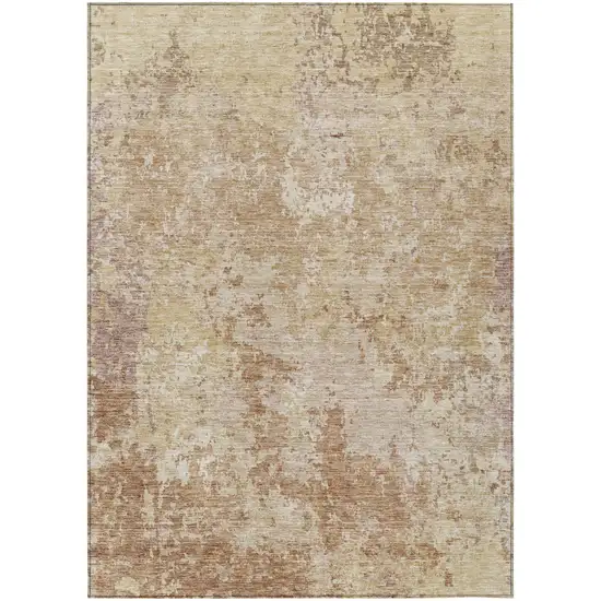 Copper And Beige Abstract Washable Indoor Outdoor Area Rug Photo 2