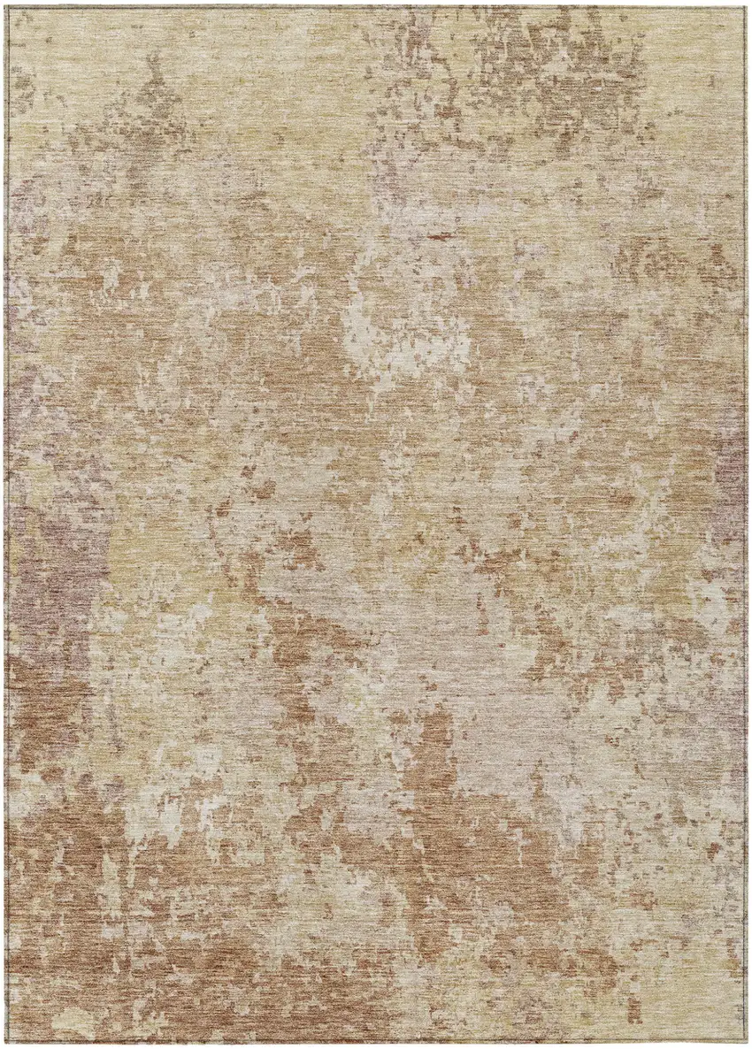 Copper And Beige Abstract Washable Indoor Outdoor Area Rug Photo 2