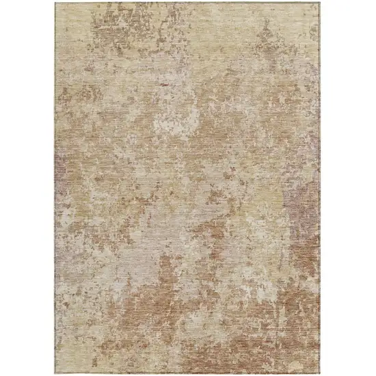 Copper And Beige Abstract Washable Indoor Outdoor Area Rug Photo 7