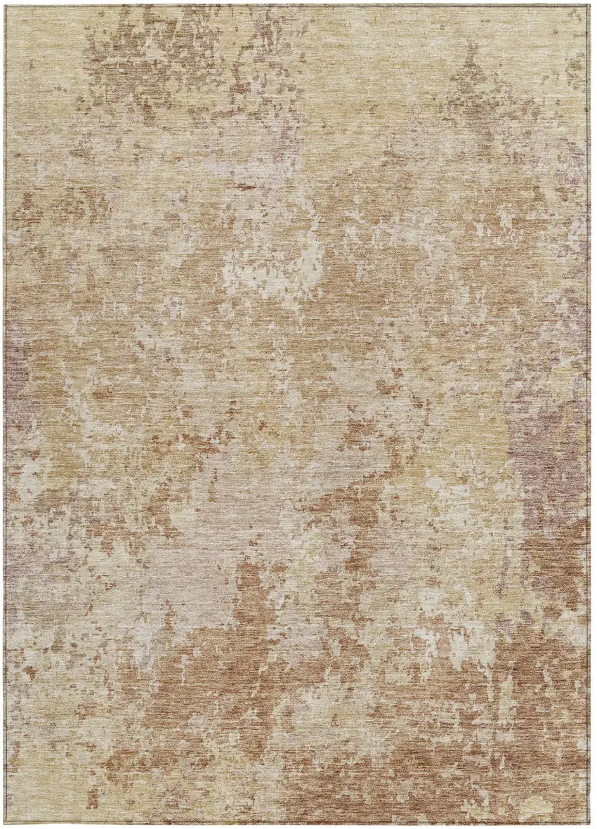 Copper And Beige Abstract Washable Indoor Outdoor Area Rug Photo 7