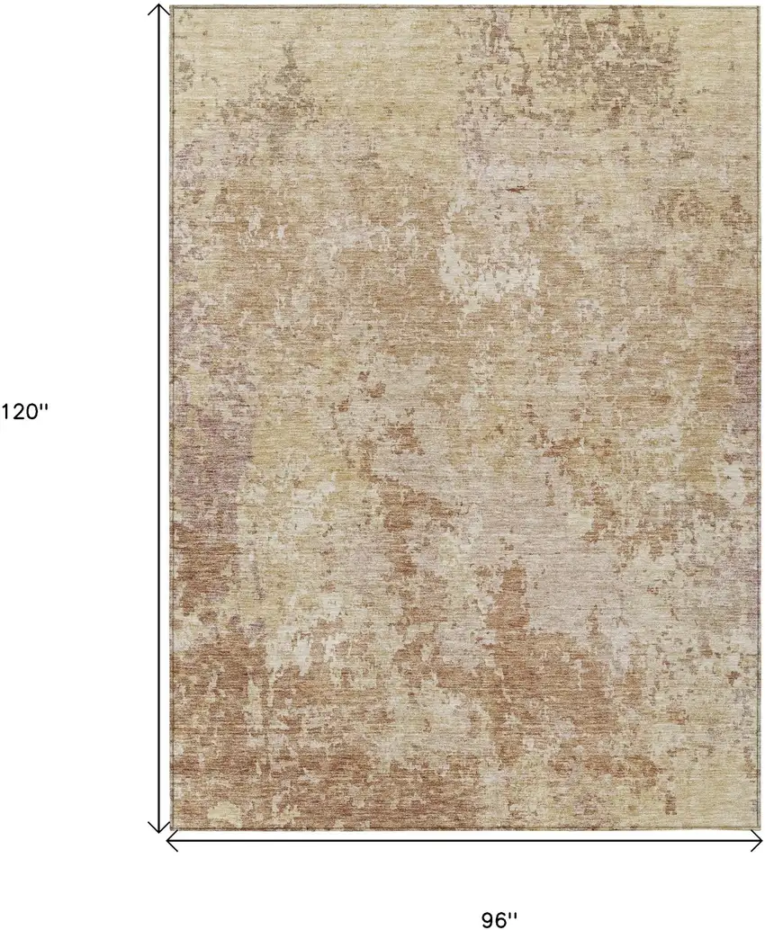 Copper And Beige Abstract Washable Indoor Outdoor Area Rug Photo 3