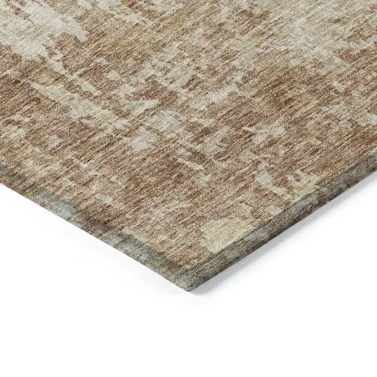 Copper And Beige Abstract Washable Indoor Outdoor Area Rug Photo 5