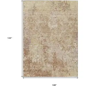 Photo of Copper And Beige Abstract Washable Indoor Outdoor Area Rug