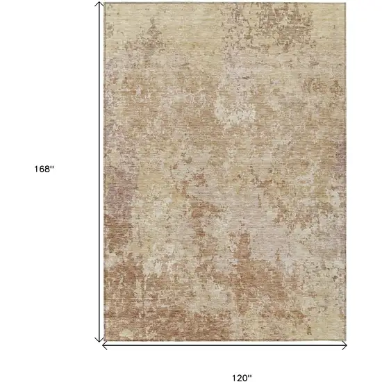 Copper And Beige Abstract Washable Indoor Outdoor Area Rug Photo 3