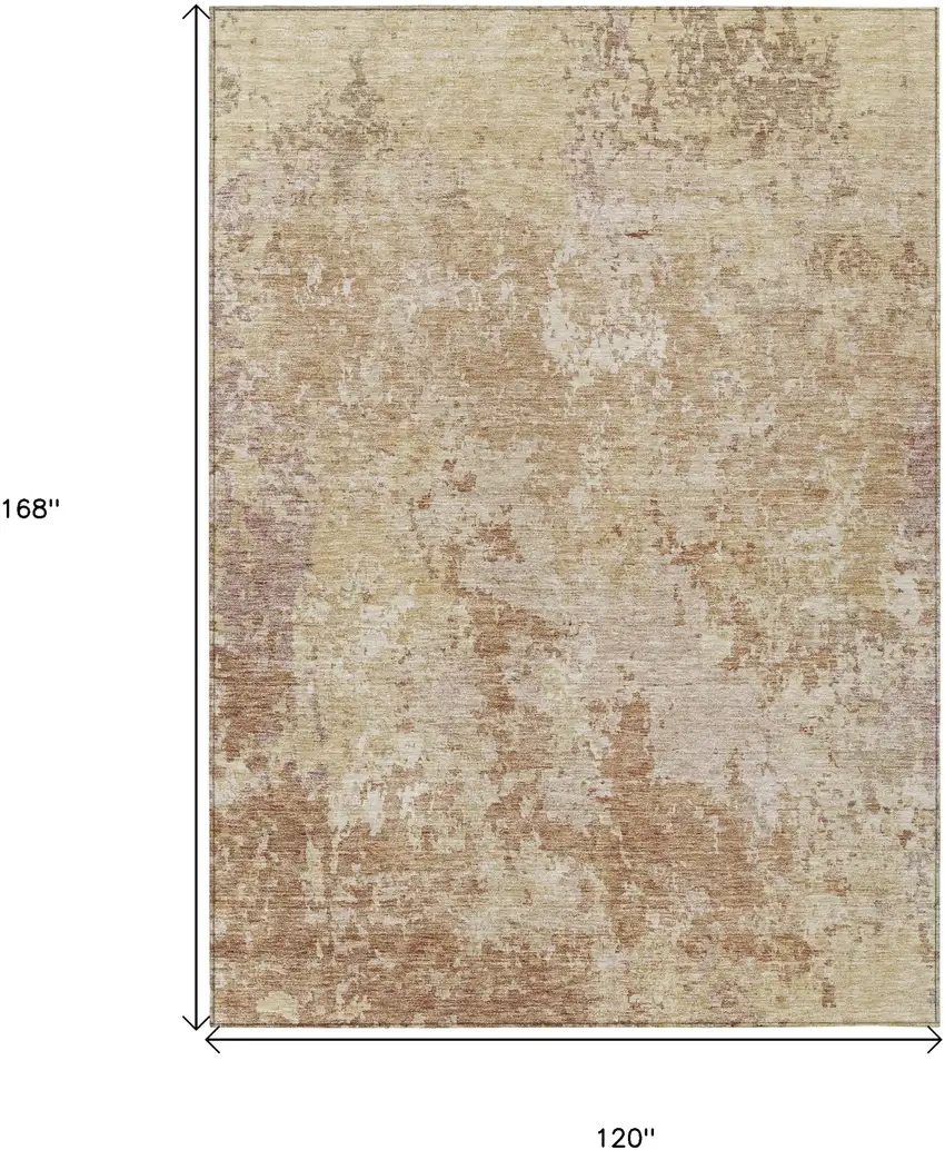 Copper And Beige Abstract Washable Indoor Outdoor Area Rug Photo 3
