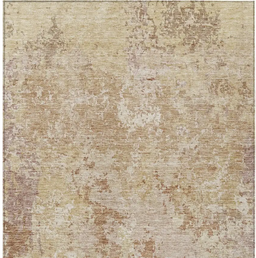 Copper And Beige Abstract Washable Indoor Outdoor Area Rug Photo 7