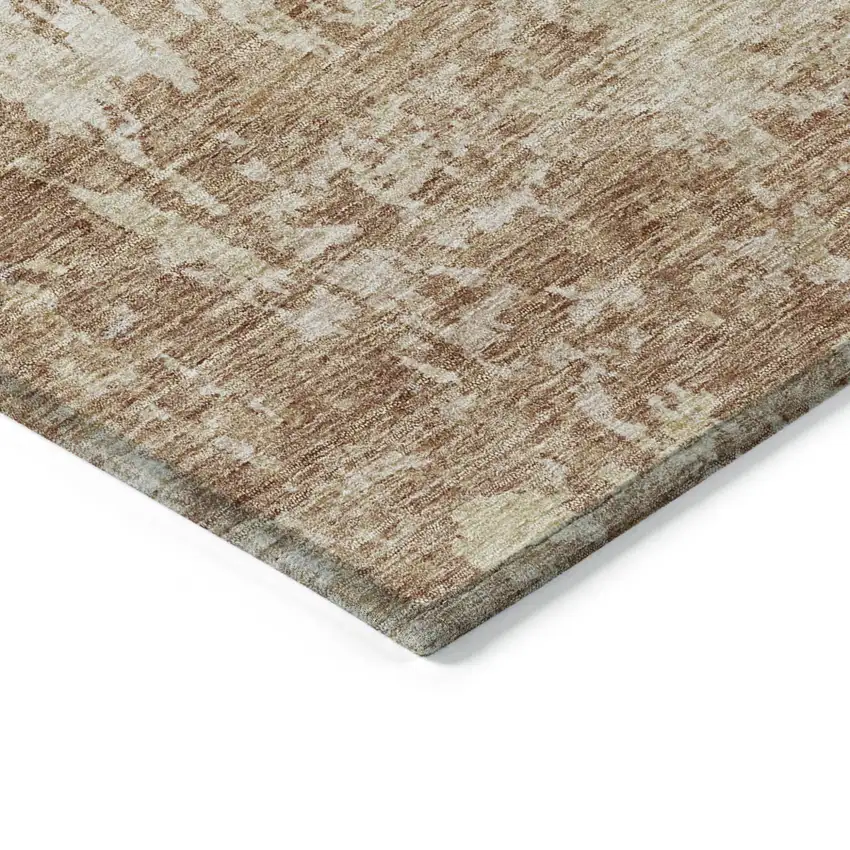 Copper And Beige Abstract Washable Indoor Outdoor Area Rug Photo 5