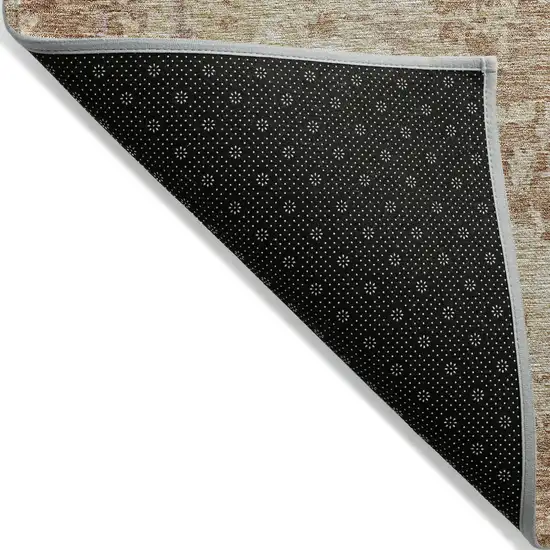 Copper And Beige Abstract Washable Indoor Outdoor Area Rug Photo 4