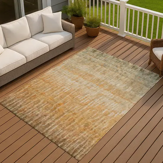 Copper And Beige Abstract Washable Indoor Outdoor Area Rug Photo 6