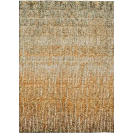 Copper And Beige Abstract Washable Indoor Outdoor Area Rug Photo 2