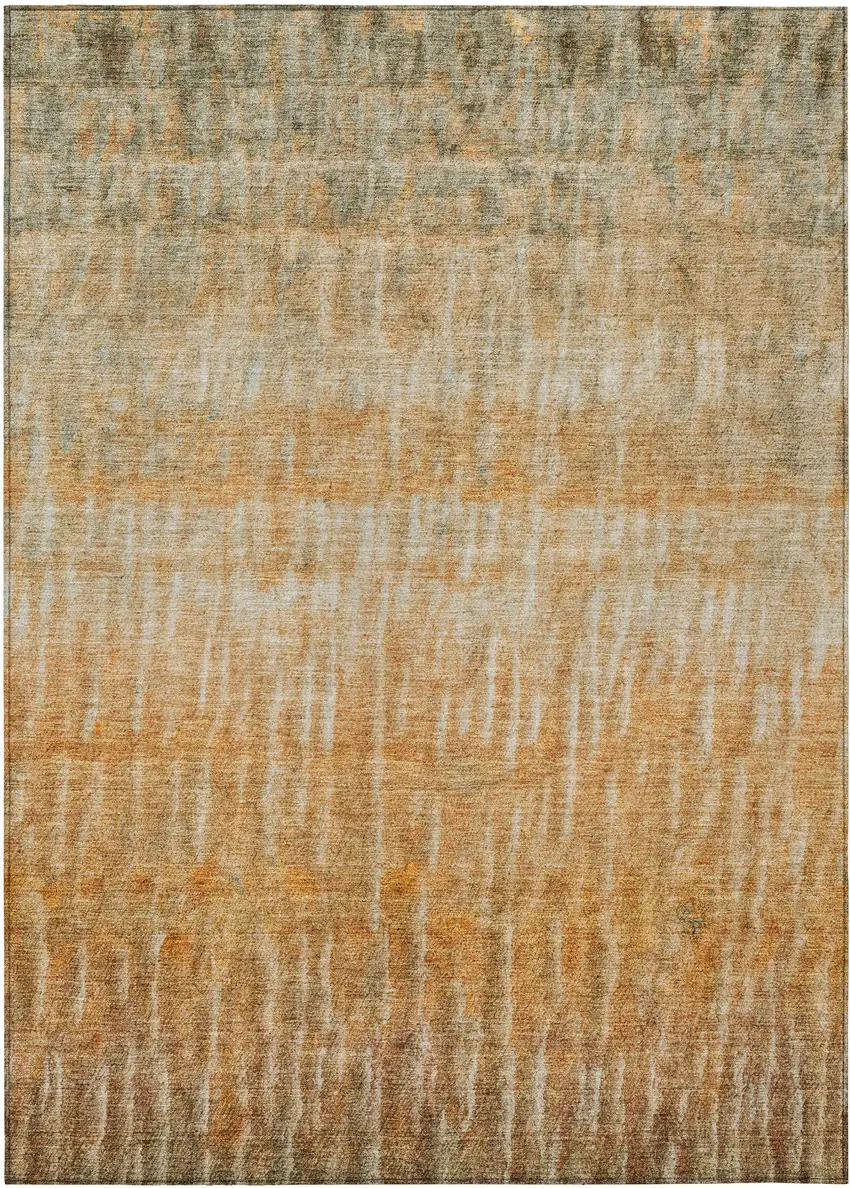 Copper And Beige Abstract Washable Indoor Outdoor Area Rug Photo 2