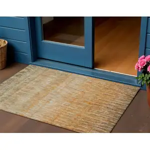 Photo of Copper And Beige Abstract Washable Indoor Outdoor Area Rug