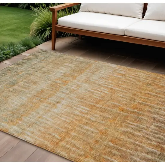 Copper And Beige Abstract Washable Indoor Outdoor Area Rug Photo 1