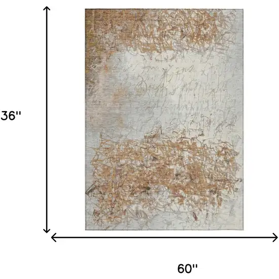 Copper And Beige Abstract Washable Indoor Outdoor Area Rug Photo 6