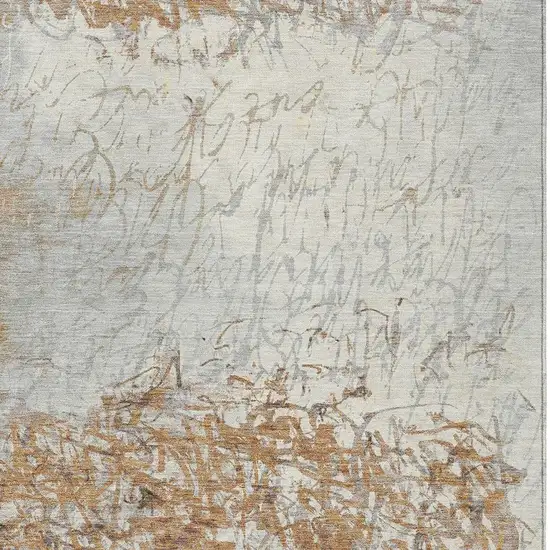 Copper And Beige Abstract Washable Indoor Outdoor Area Rug Photo 2