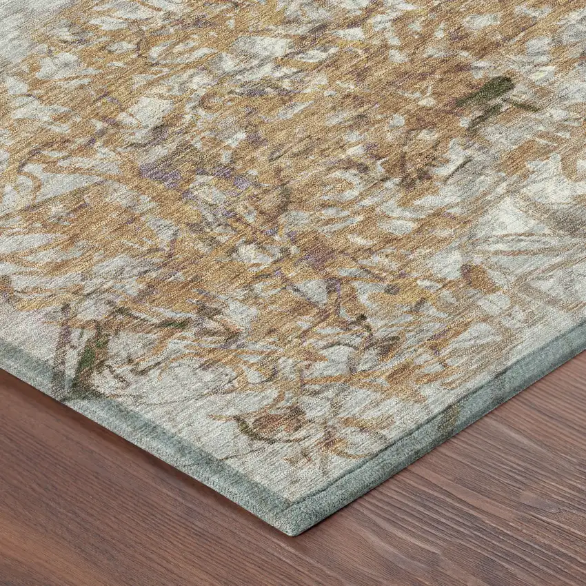 Copper And Beige Abstract Washable Indoor Outdoor Area Rug Photo 8