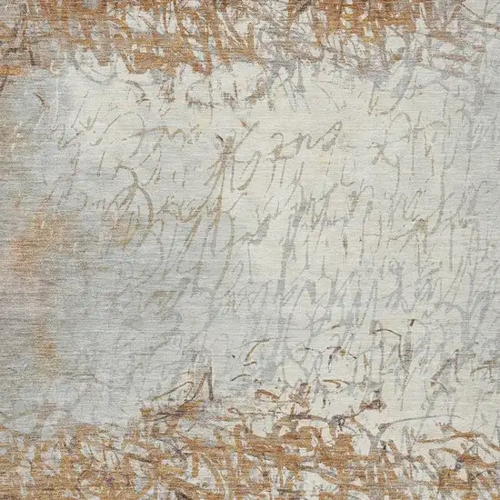 Copper And Beige Abstract Washable Indoor Outdoor Area Rug Photo 2