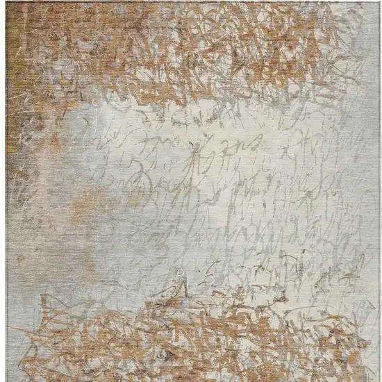 Copper And Beige Abstract Washable Indoor Outdoor Area Rug Photo 3