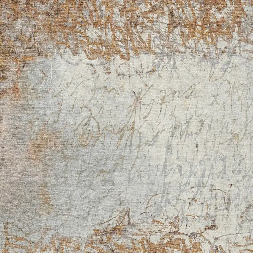 Copper And Beige Abstract Washable Indoor Outdoor Area Rug Photo 2
