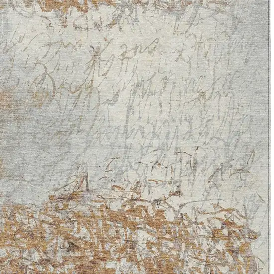 Copper And Beige Abstract Washable Indoor Outdoor Area Rug Photo 2