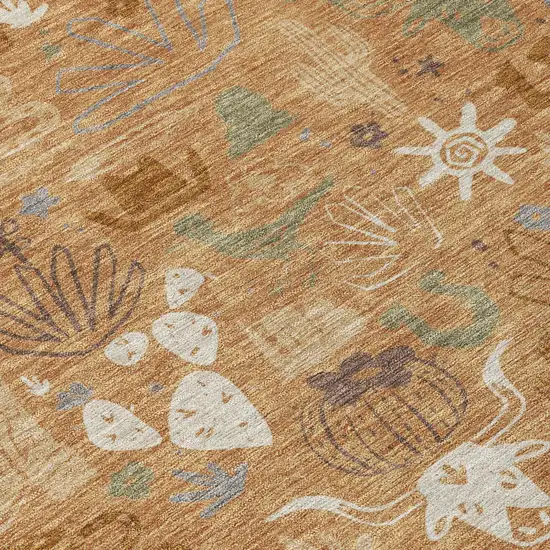 Copper And Beige Cactus Washable Indoor Outdoor Area Rug Photo 6