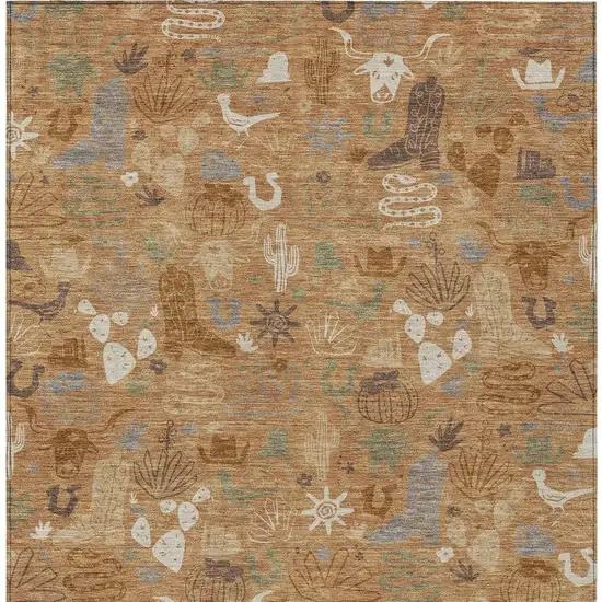 Copper And Beige Cactus Washable Indoor Outdoor Area Rug Photo 4