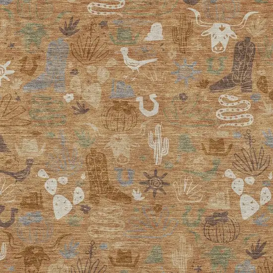 Copper And Beige Cactus Washable Indoor Outdoor Area Rug Photo 3