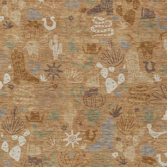 Copper And Beige Cactus Washable Indoor Outdoor Area Rug Photo 3