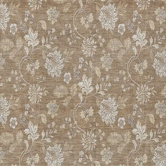 Copper And Beige Floral Washable Indoor Outdoor Area Rug Photo 6