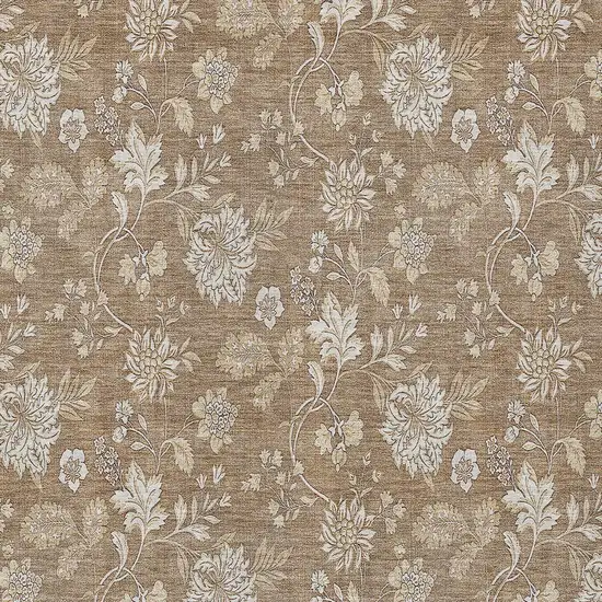 Copper And Beige Floral Washable Indoor Outdoor Area Rug Photo 6