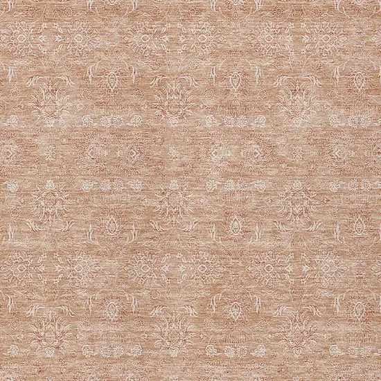 Copper And Beige Floral Washable Indoor Outdoor Area Rug Photo 3