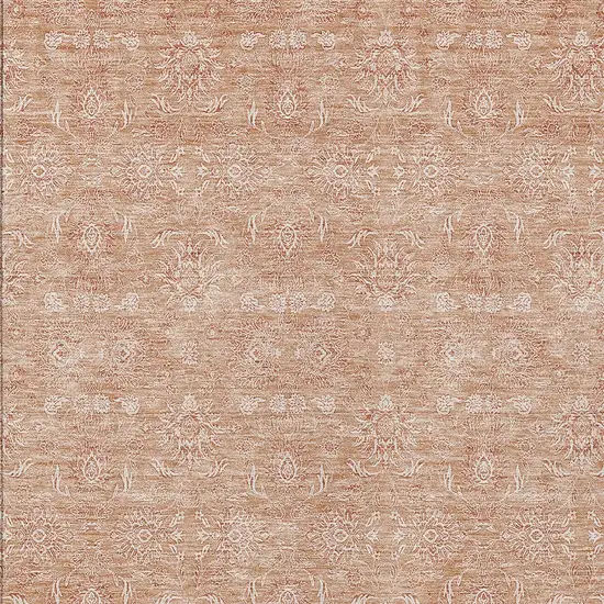 Copper And Beige Floral Washable Indoor Outdoor Area Rug Photo 3