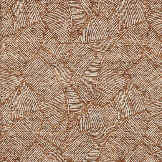 Copper And Beige Floral Washable Indoor Outdoor Area Rug Photo 7