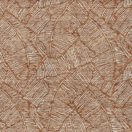 Copper And Beige Floral Washable Indoor Outdoor Area Rug Photo 7
