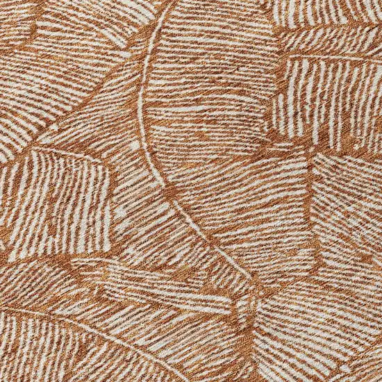 Copper And Beige Floral Washable Indoor Outdoor Area Rug Photo 6