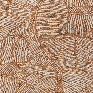 Photo of Copper And Beige Floral Washable Indoor Outdoor Area Rug
