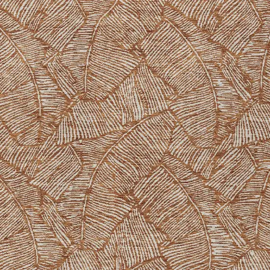 Copper And Beige Floral Washable Indoor Outdoor Area Rug Photo 7