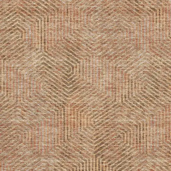Copper And Beige Geometric Washable Area Rug With UV Protection Photo 3