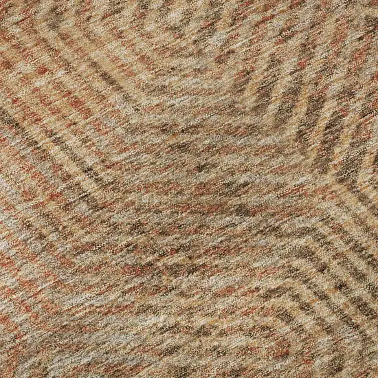 Copper And Beige Geometric Washable Area Rug With UV Protection Photo 8
