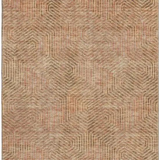 Copper And Beige Geometric Washable Area Rug With UV Protection Photo 4