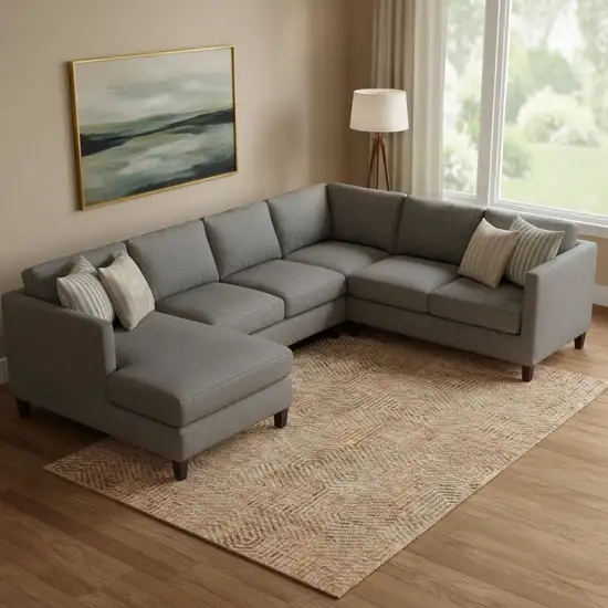 Copper And Beige Geometric Washable Area Rug With UV Protection Photo 1