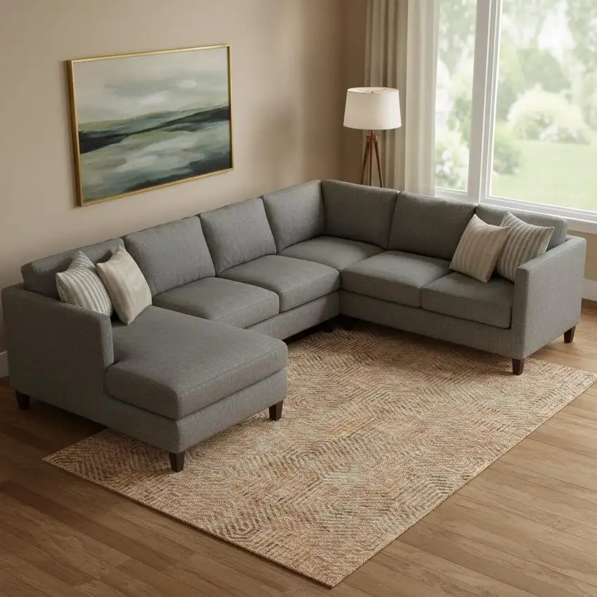 Copper And Beige Geometric Washable Area Rug With UV Protection Photo 1