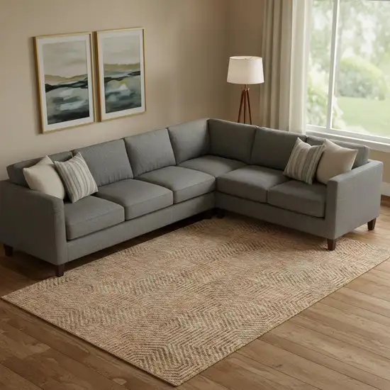 Copper And Beige Geometric Washable Area Rug With UV Protection Photo 1