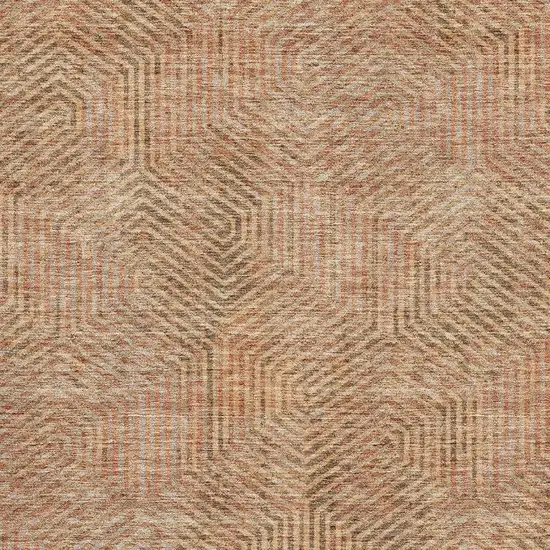 Copper And Beige Geometric Washable Area Rug With UV Protection Photo 3