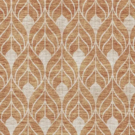 Copper And Beige Geometric Washable Area Rug With UV Protection Photo 2