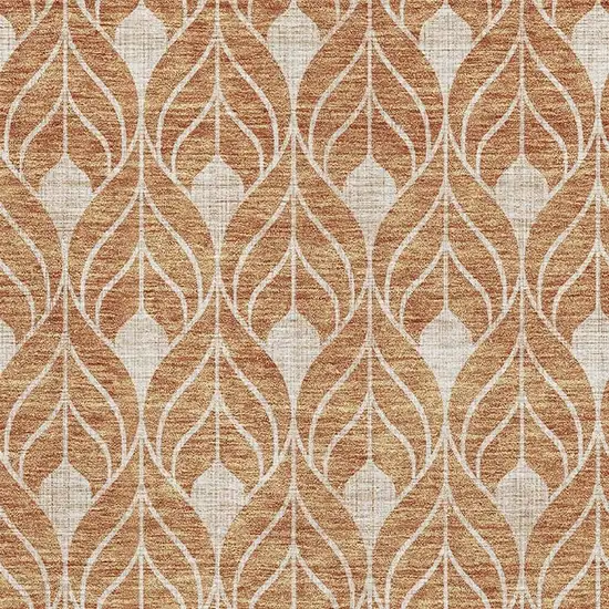Copper And Beige Geometric Washable Area Rug With UV Protection Photo 2
