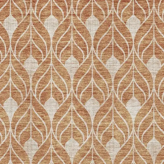 Copper And Beige Geometric Washable Area Rug With UV Protection Photo 2
