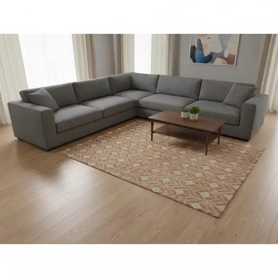 Copper And Beige Geometric Washable Area Rug With UV Protection Photo 2