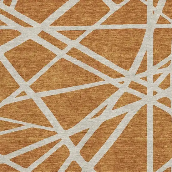 Copper And Beige Geometric Washable Area Rug With UV Protection Photo 2