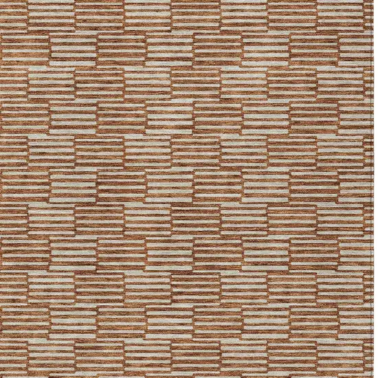 Copper And Beige Geometric Washable Indoor Outdoor Area Rug Photo 6